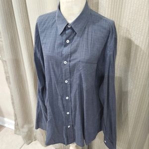 Billy Reid Dress Shirt Mens Designer Blue Long Sleeve Button Up Shirt Size Large